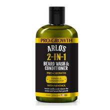 Load image into Gallery viewer, Arlo’s Pro-Growth Vanilla & Sandalwood Beard Wash & Beard Oil Kit – Includes 12oz Beard Wash & Conditioner AND 2.5 oz Beard Oil