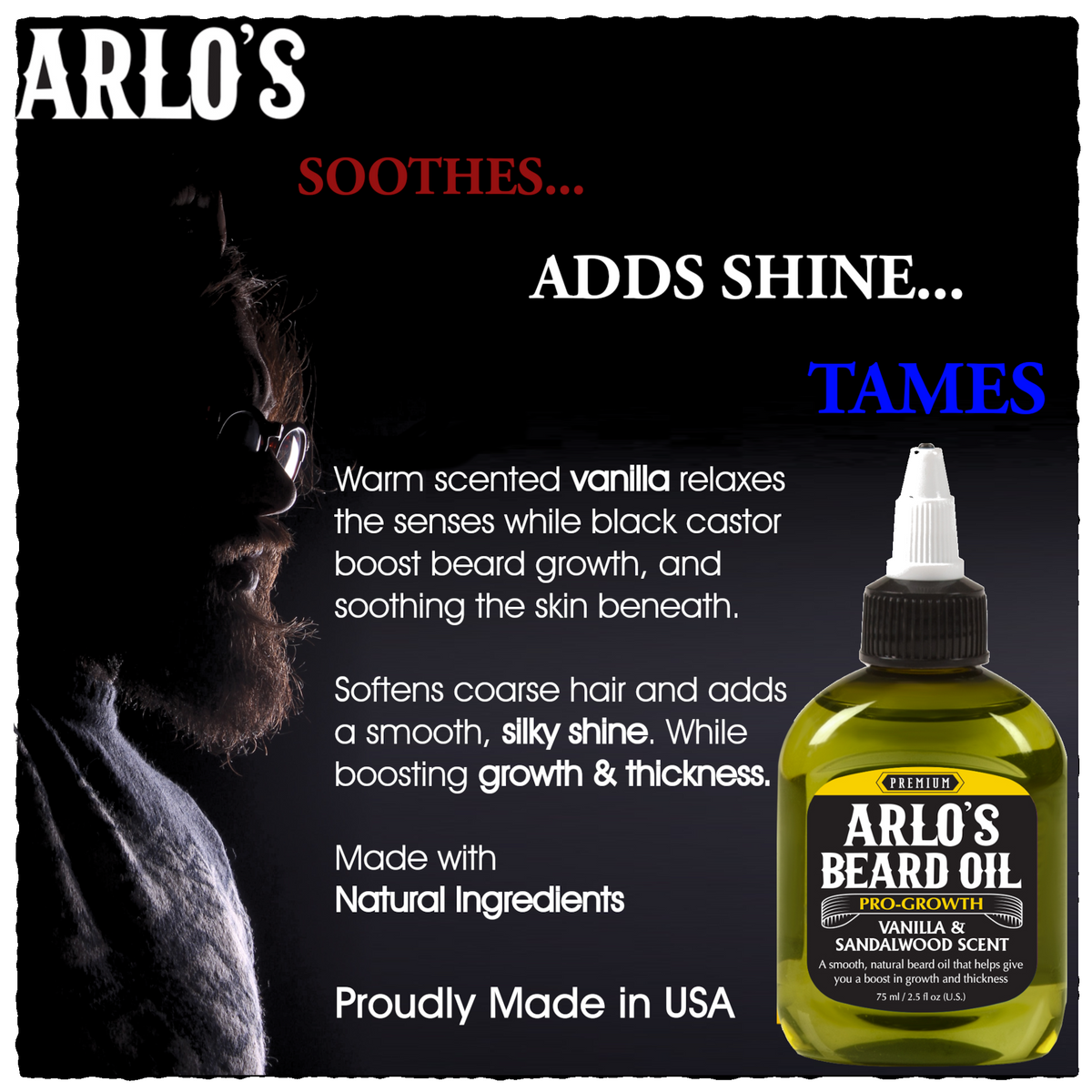 Arlo's Pro Growth Beard Oil - Vanilla Sandalwood 2.5 oz
