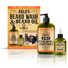 Load image into Gallery viewer, Arlo's 2-in-1 Pro-Growth Beard Wash and Conditioner 12 oz with Pro-Growth Beard Oil 2-PC Kit