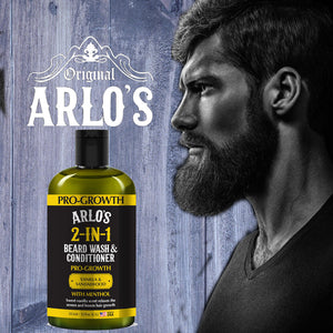 Arlo's Pro-Growth 2-in-1 Beard Wash and Conditioner - Vanilla Sandalwood with Menthol 12 oz