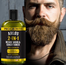 Load image into Gallery viewer, Arlo's Pro-Growth 2-in-1 Beard Wash and Conditioner - Vanilla Sandalwood with Menthol 12 oz