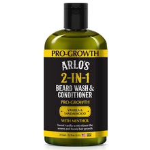 Load image into Gallery viewer, Arlo's Pro-Growth 2-in-1 Beard Wash and Conditioner - Vanilla Sandalwood with Menthol 12 oz