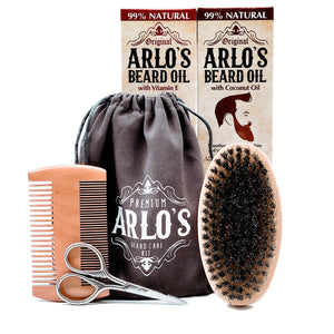 Arlo's 6-PC Premium Coconut and Vitamin E Beard Grooming Set for Men