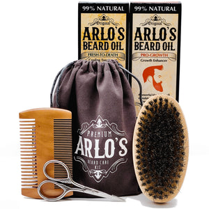 Arlo's 6-PC Premium Pro-Growth Castor & Cooling Fresh-to Death Peppermint Beard Grooming Set