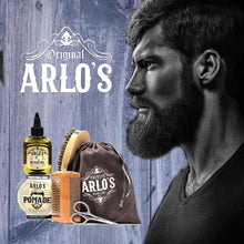 Load image into Gallery viewer, Arlo&#39;s 6-PC Mens Hair &amp; Beard Grooming Set: Classic Pomade, Fresh-to-Death Peppermint Beard Oil, Beard Brush, Beard Comb, Scissors, and Carrying Bag