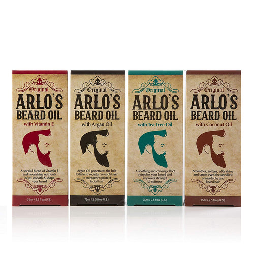 Arlo's Beard Oil Includes Argan, Tea Tree, Vitamin E, and Coconut 4-Piece Set