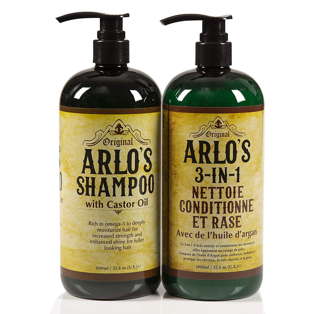 Arlo's Castor Oil Shampoo 33.8 oz. AND Conditioner Oil 33.8 oz. 2-PC SET