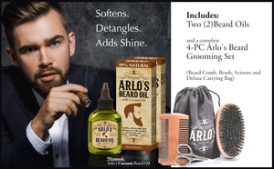 Arlo's 6-PC Premium Coconut and Vitamin E Beard Grooming Set for Men