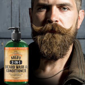 Arlo's 2-in-1 Pro-Growth Beard Wash and Conditioner 12 oz with Pro-Growth Beard Oil 2-PC Kit